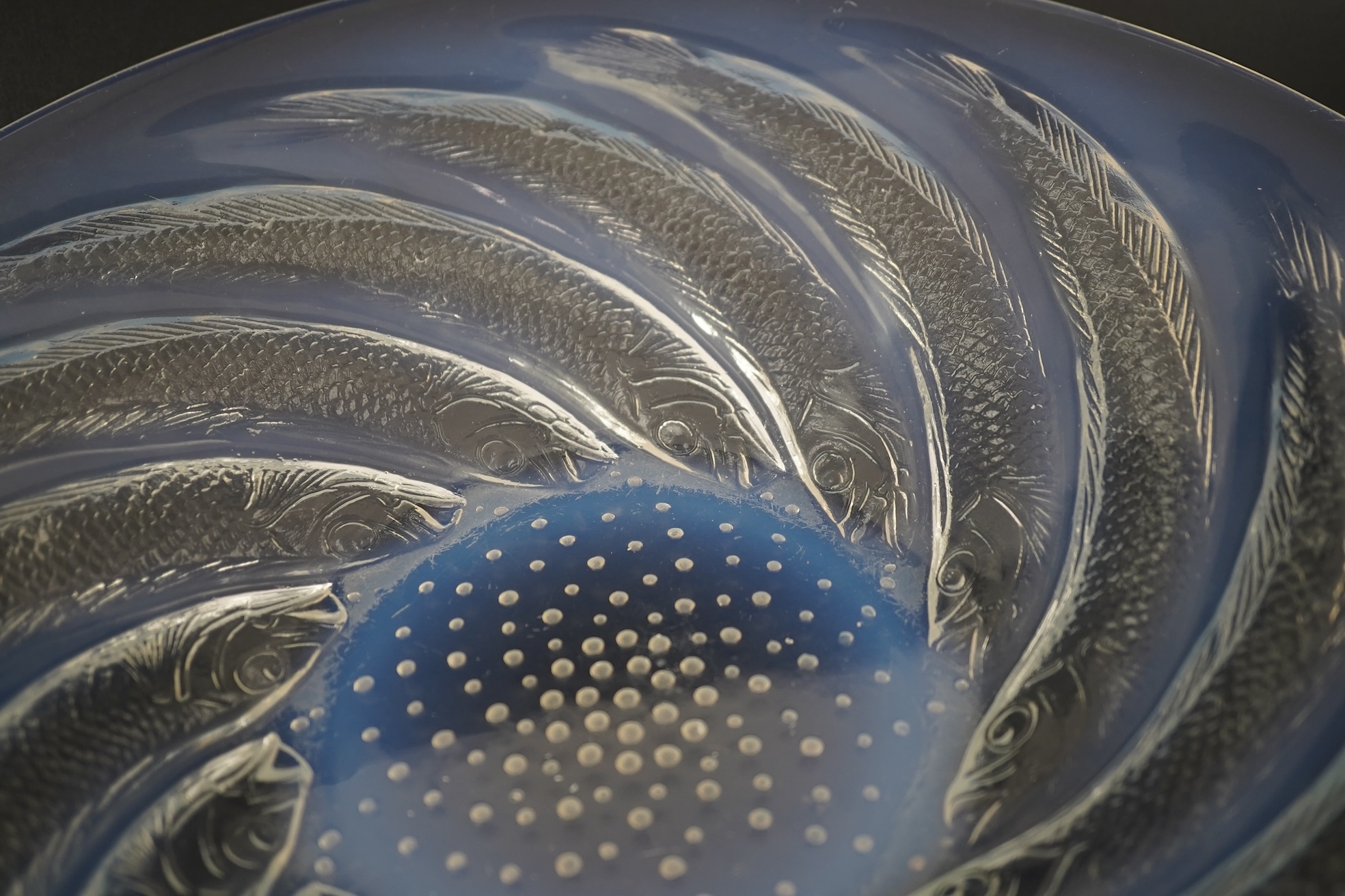 René Lalique: A 'Poissons' opalescent glass shallow bowl